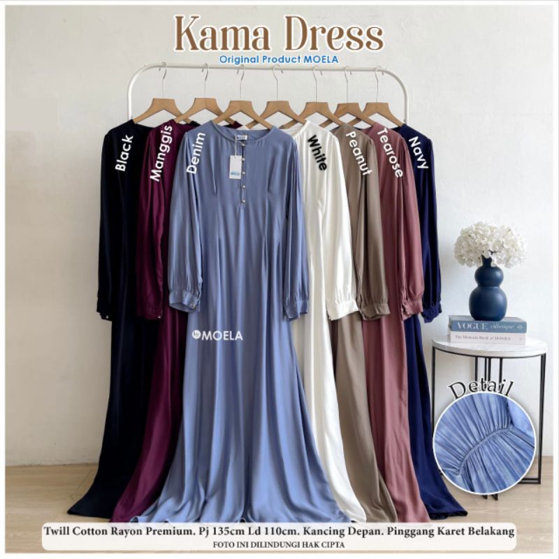 Kama Dress Gamis Polos Jumbo Allsize Busui Premium Catton Rayon Original Ori Moela Berlabel