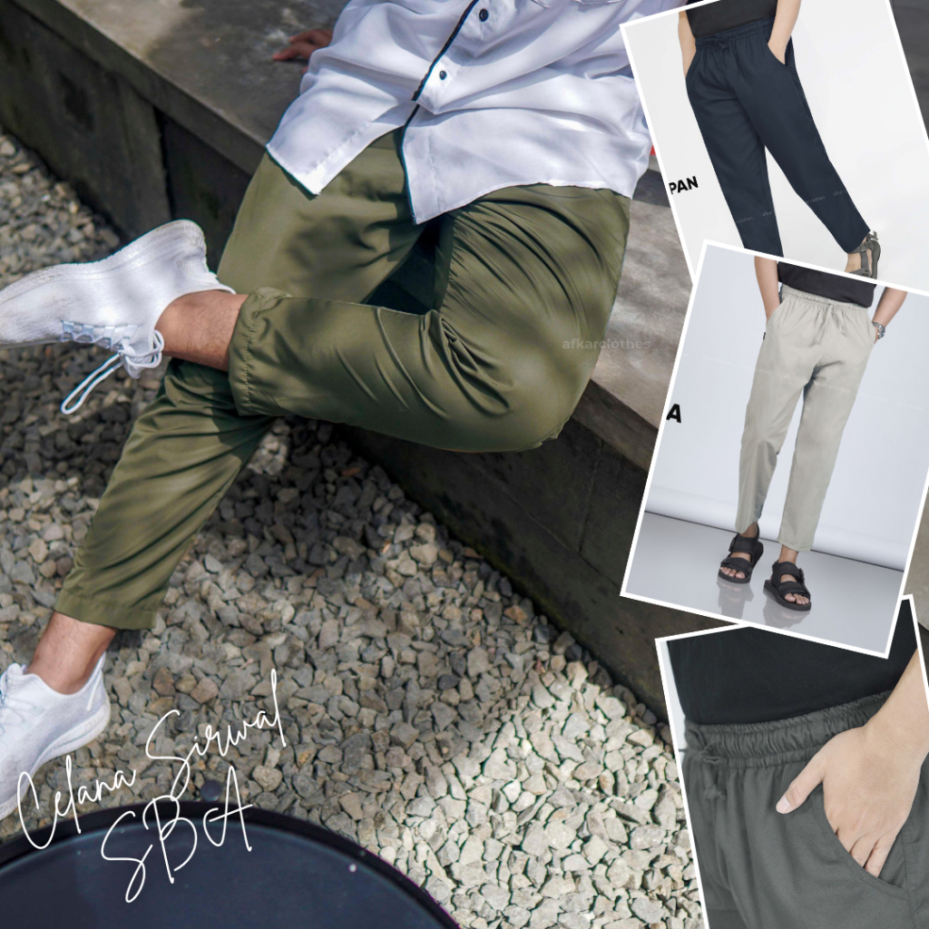 Celana Panjang Sirwal kantor Pria Dewasa Joger katun pensil Slimfit Cargo Muslim Premium Murah AFKAR