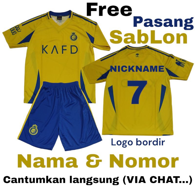 SETELAN JERSEY SEPAK BOLA ANAK-ANAK AL NASR/SETELAN JERSEY AL NASR