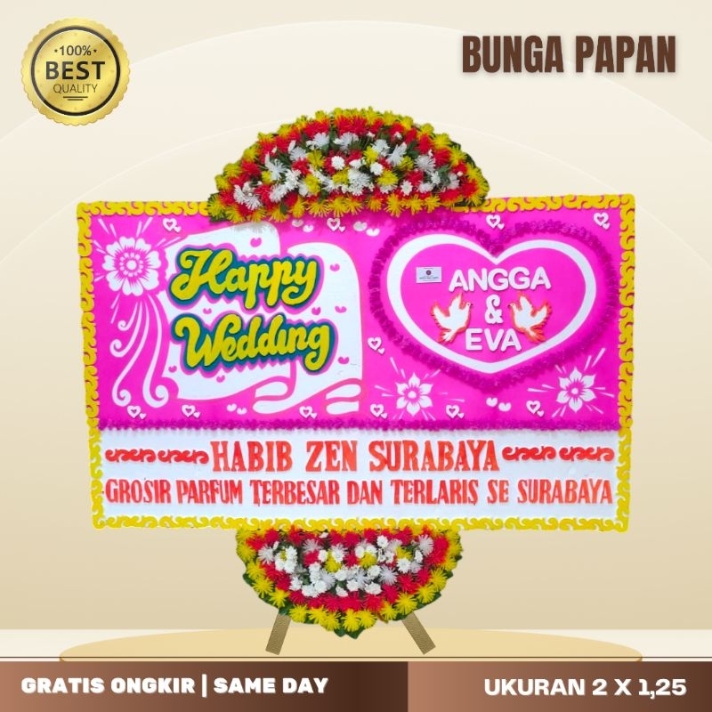 Karangan bunga happy wedding tangerang - papan bunga pernikahan tangerang