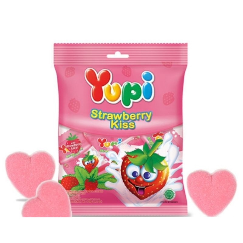 

Permen Yupi Strawberry Gummy jelly Kiss 120Gr