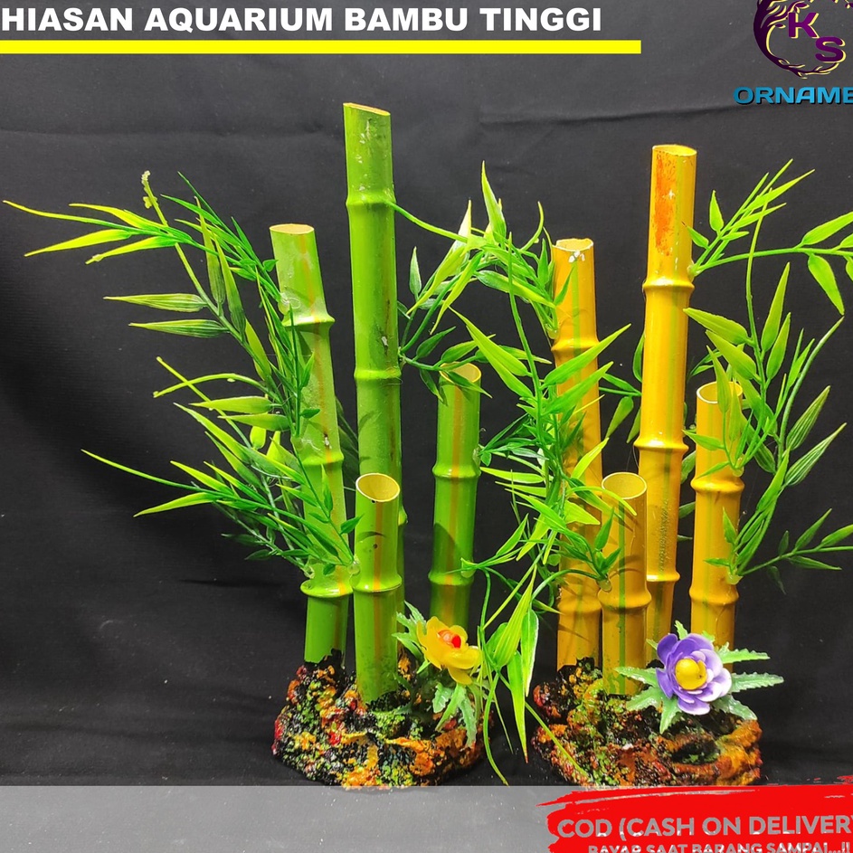 Produk Murah  Hiasan Aquarium Bambu China l Hiasan Akuarium Tanaman Plastik Pohon Bambu Tinggi