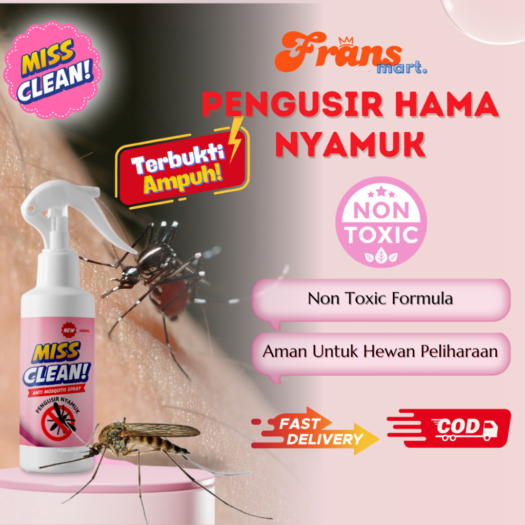 ORIGINAL MISS CLEAN Mosquito Spray Pengusir Anti Nyamuk Alami Ramah Lingkungan Mosquito Spray