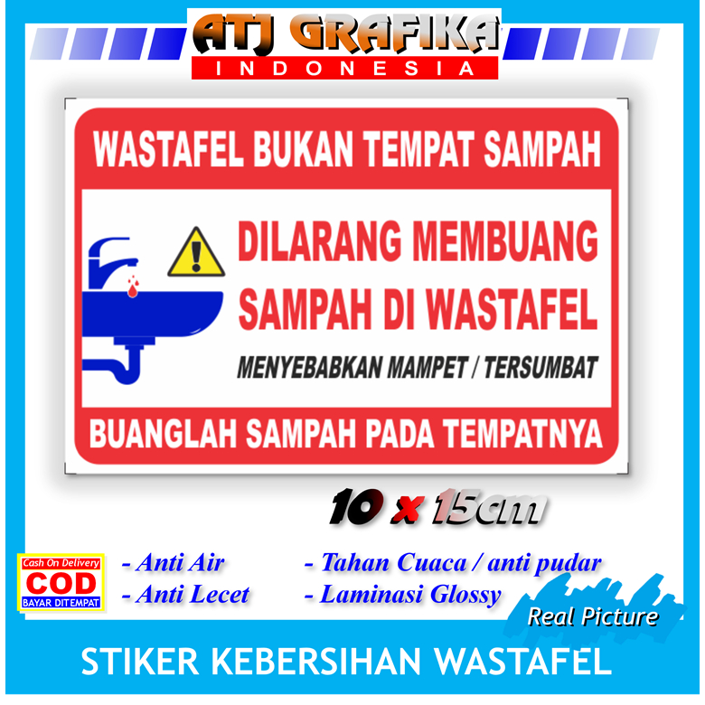 

Stiker new dilarang buang sampah wastafel cuci tangan anti mamper sticker kebersihan bak air