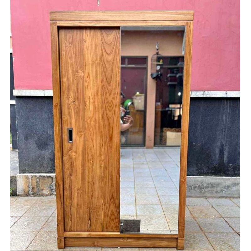 Lemari Sliding Jati Minimalis/Lemari Pakaian Jati Geser