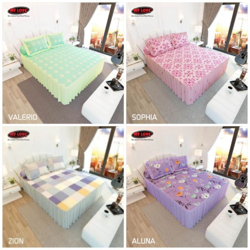 Sprei My love rumbai ukuran 180x200 30cm & 160x200 tinggi 30cm / Sprei my love rumbai ukuran 180x200