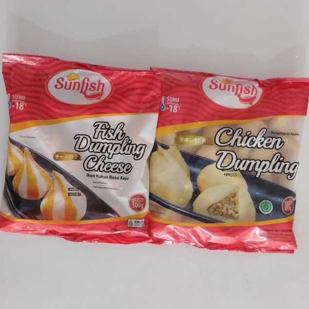 

Dumpling Sunfish Keju dan Ayam Netto 500gram Cheese Chicken Dumpling Halal