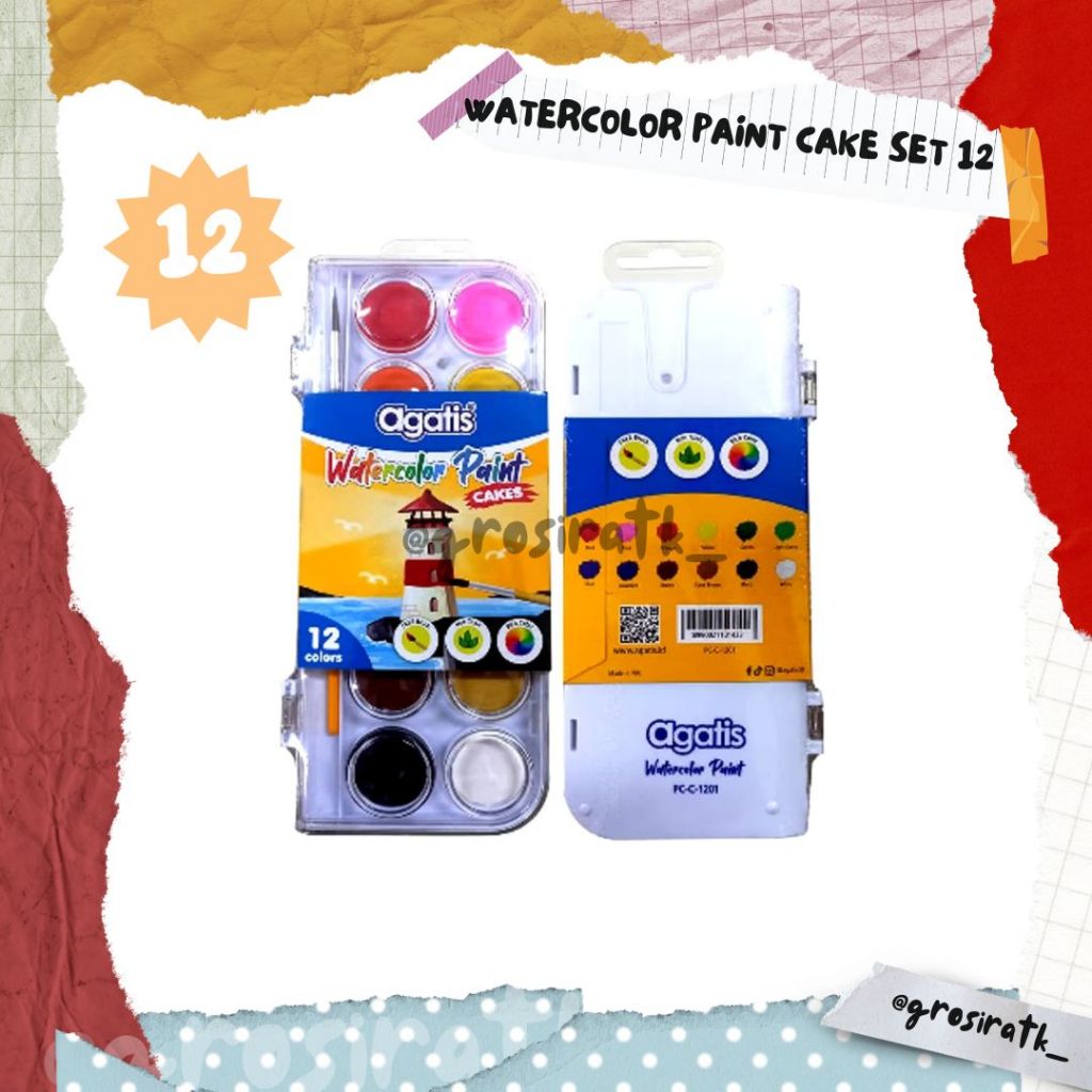 

AGATIS ECO 12 COLORS SOLID WATERCOLOR PAINT CAKE SET / CAT AIR