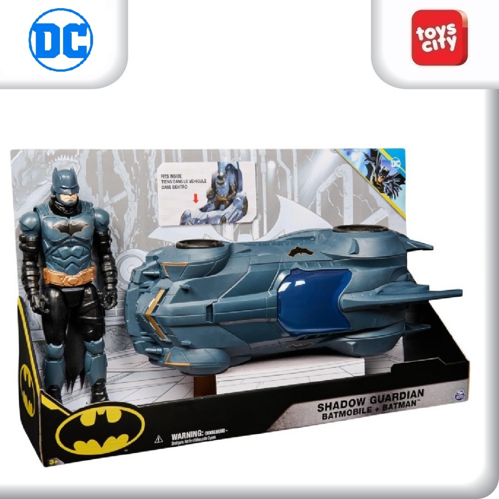 DC Comics Shadow Guardian Batmobile + Batman Action Figure, Vehicle with Hood for Opening, Movable 3