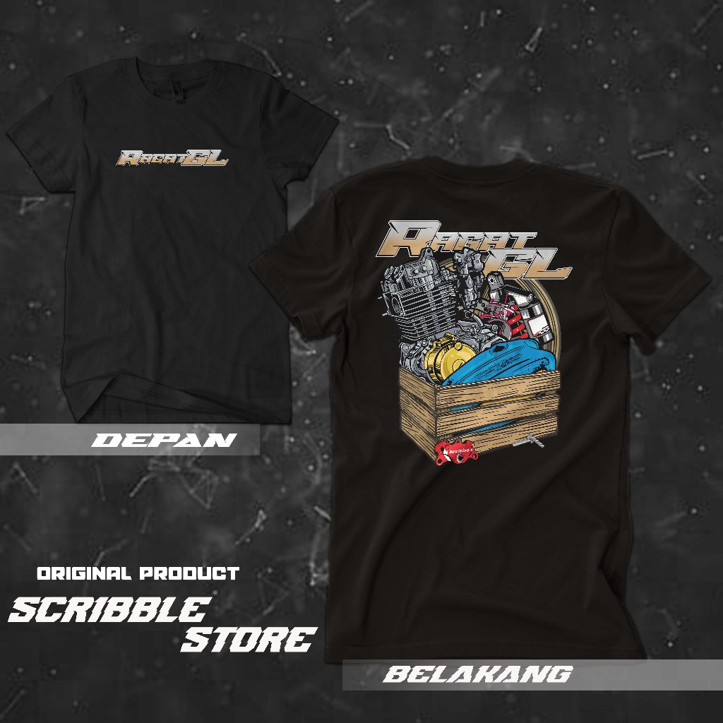 SCRIBBLE - KAOS RAGAT GL | KAOS RACING MESIN MOTOR | KAOS MEKANIK RAGAT | BAHAN COMBED 30S