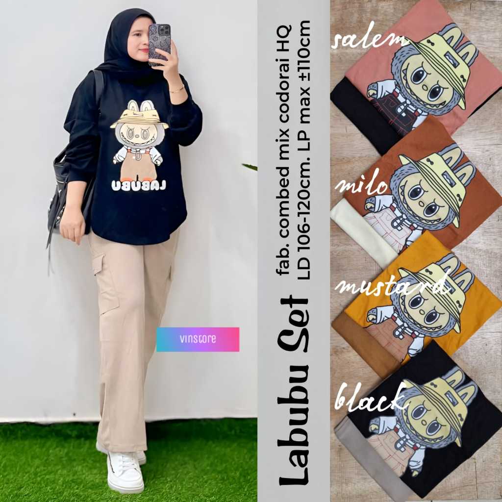 Labubu Setelan Celana Cargo - Wanita Dewasa