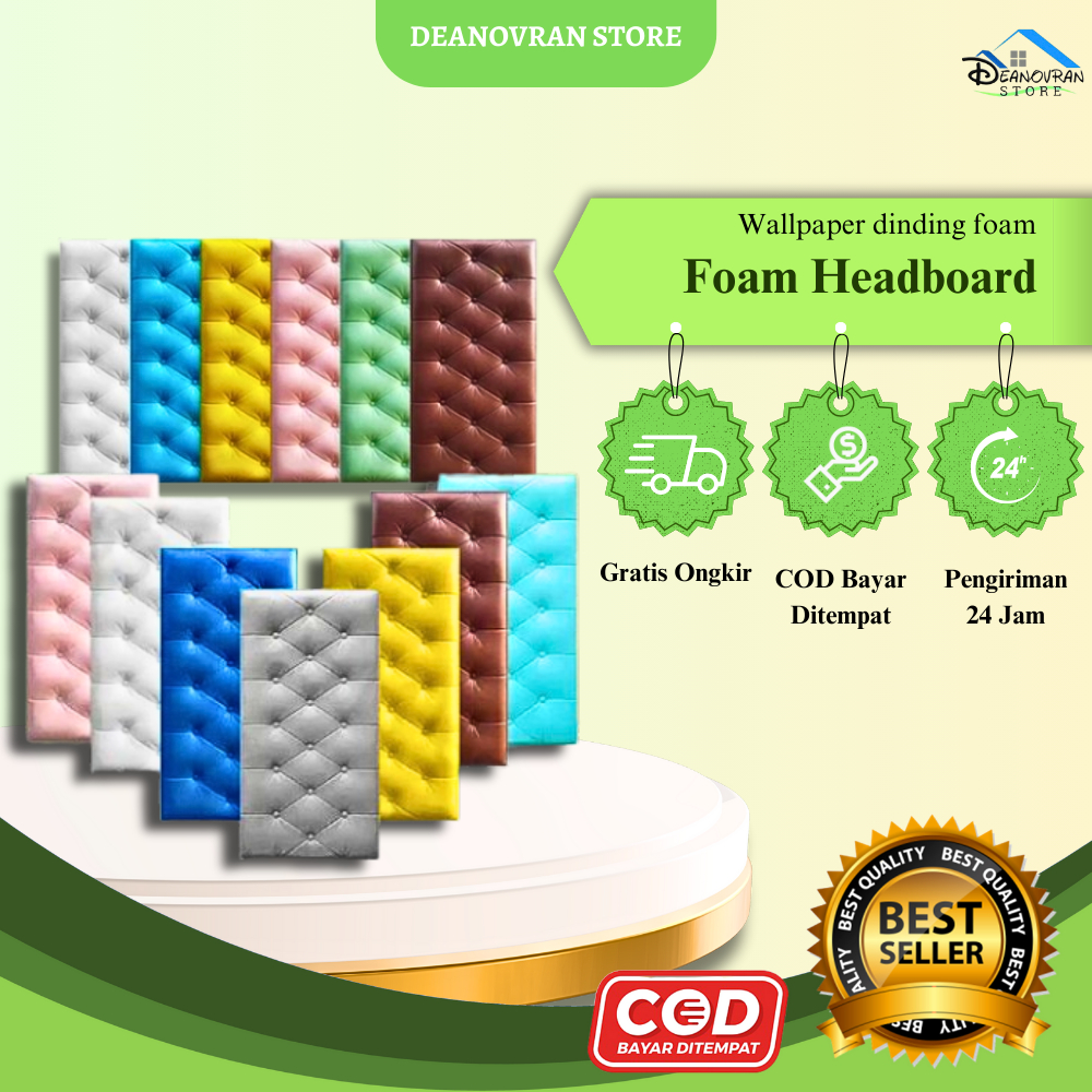 (B88) Wallpaper 3D Foam Headboard Sticker Dinding Busa Tebal Bed Wall Dinding Dekorasi Kamar Ruangan