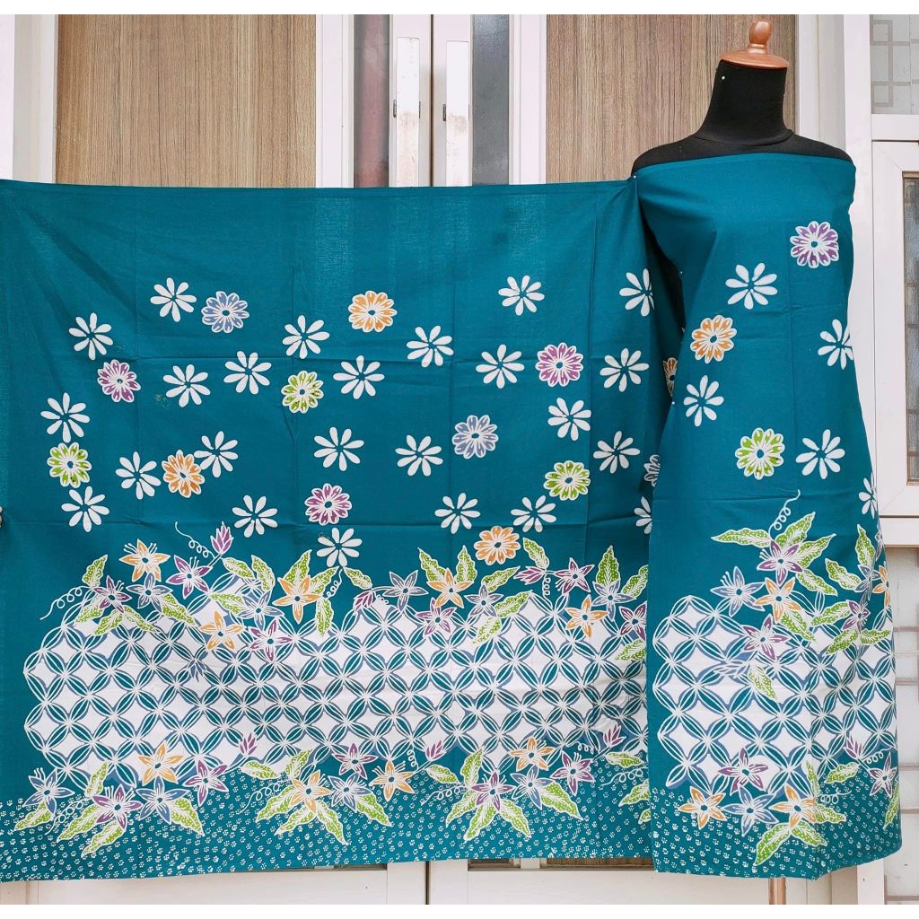 Batik umiromlah 0810238 Bahan Kain Batik Full Tulis Asli Canting Pengrajin Madura Pamekasan Hijau To