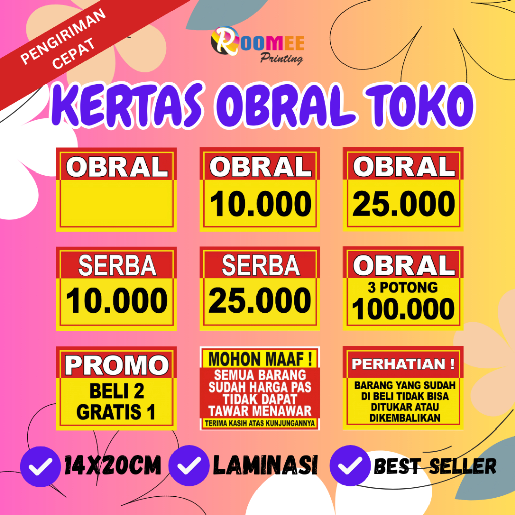 

KERTAS OBRAL (1pcs) TOKOJUALAN/KERTAS PAJANGAN DISKON/KERTAS HARGA LABEL JUALAN/NAME TAG HARGA JUALAN KERTAS TULISAN HARGA BANDROL/KERTAS OBRAL HARGA
