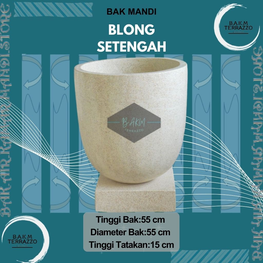 BAK AIR KAMAR MANDI | BAK MANDI TERASO JUMBO | BAK MANDI MARMER BATU ALAM | TIPE BLONG SETENGAH