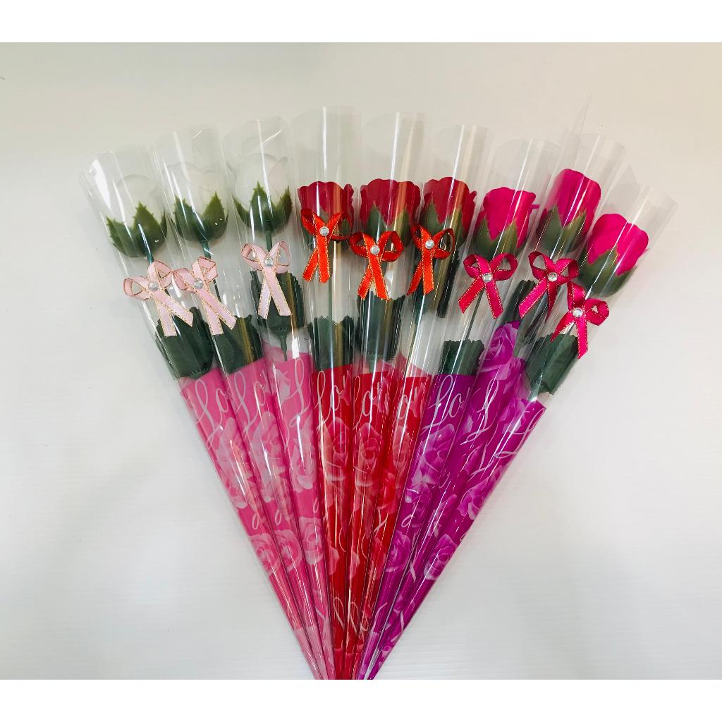Single Rose wrapping bening - Mawar artifcial wrapping - Buket bunga mawar 1 tangkai