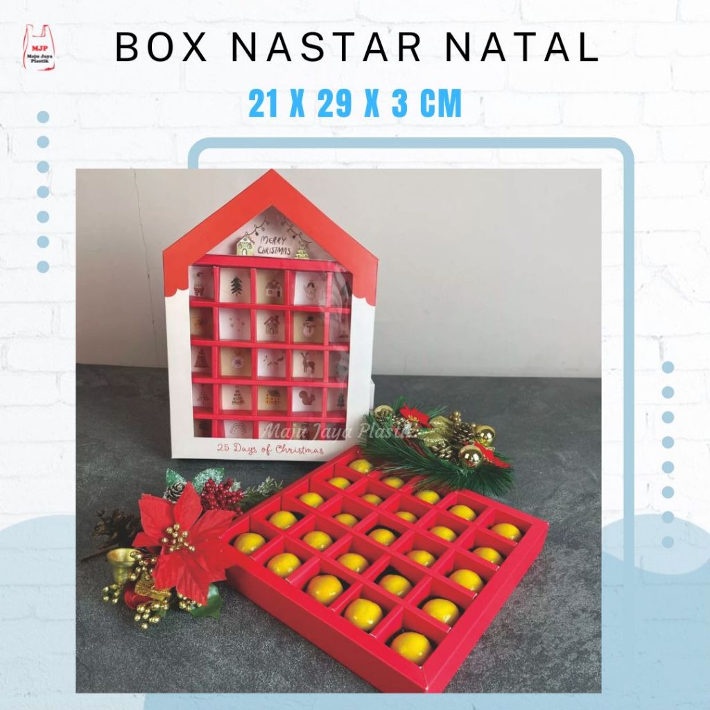 

Box Nastar Natal Christmas Hampers Laminasi Doff Bentuk Rumah Mewah Sekat 25