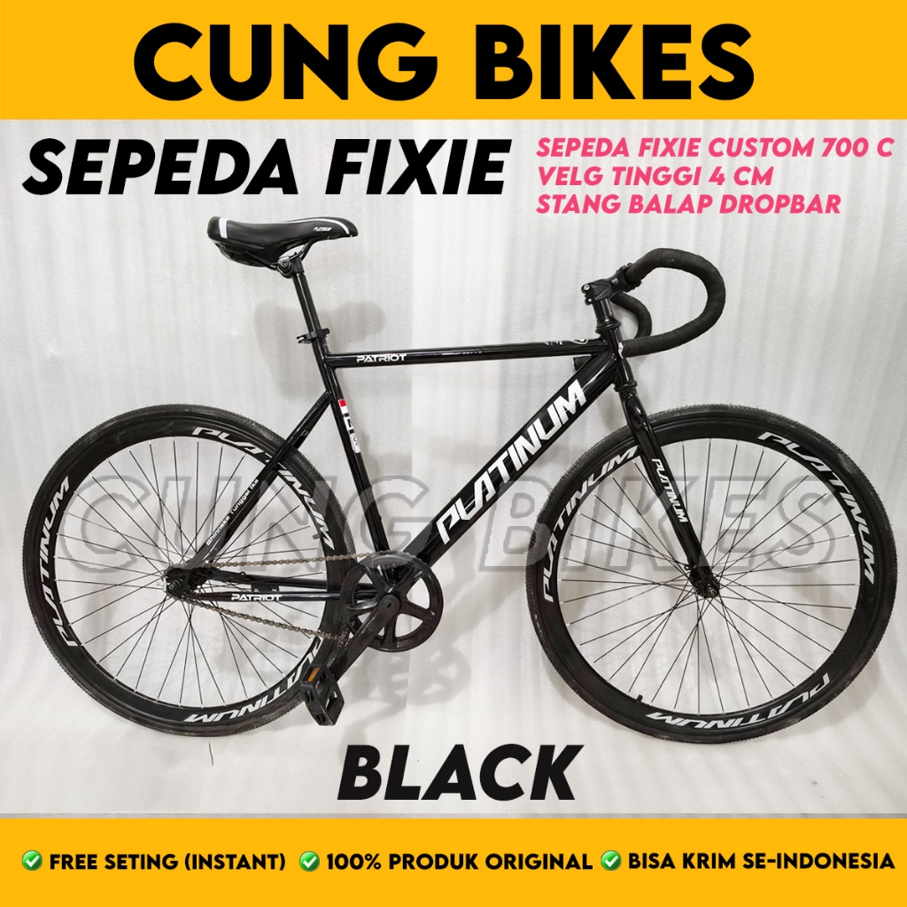 4ds Sepeda Fixie Platinum Sport Frame Besi 700C Velg Tinggi Torpedo stang balap