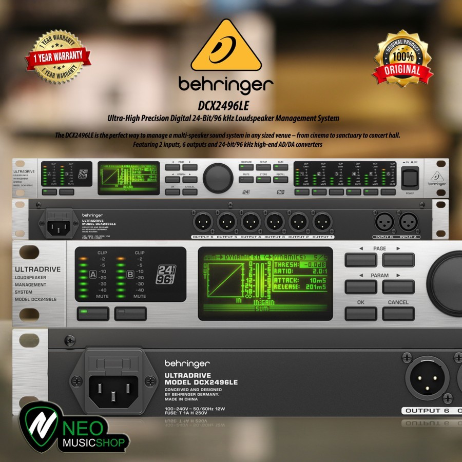Behringer DCX2496LE Loudspeaker Management System - DLMS - 2 Inputs