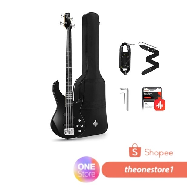 Donner DPJ - 100B Gitar Bass Elektrik / donner dpj-100 black electric guitar bass
