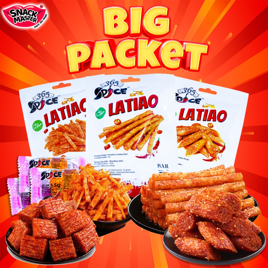 

[BIG PAKET LATIAO] BLOCK (20 Pcs) + STRIP PRO + BAR + STRIP | CEMILAN SNACK VEGETARIAN GLUTEN LATIAO | HALAL * FREE BLOCK 20 PCS