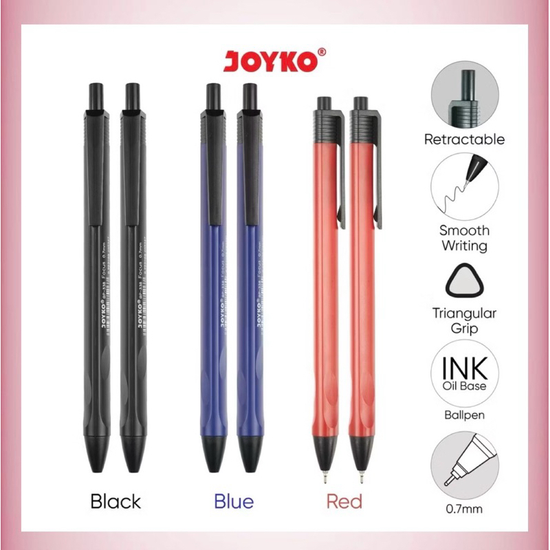 

N59 Pulpen Pen Pena Joyko BP-338 Focus 0.7mm (12pcs)