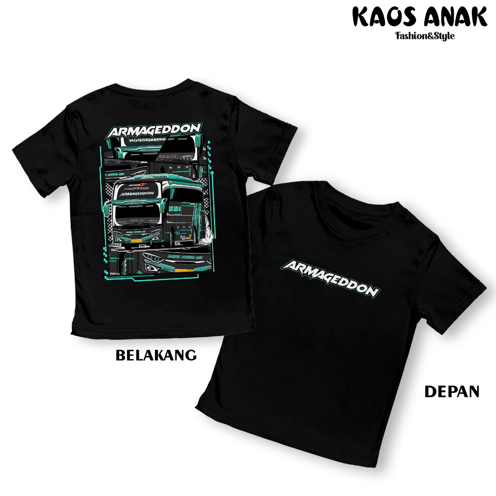 Kaos Anak - Kaos Bus Armagedon Bus Mania Baju Distro Anak Kaos Jetbus Cotton Combed 30s