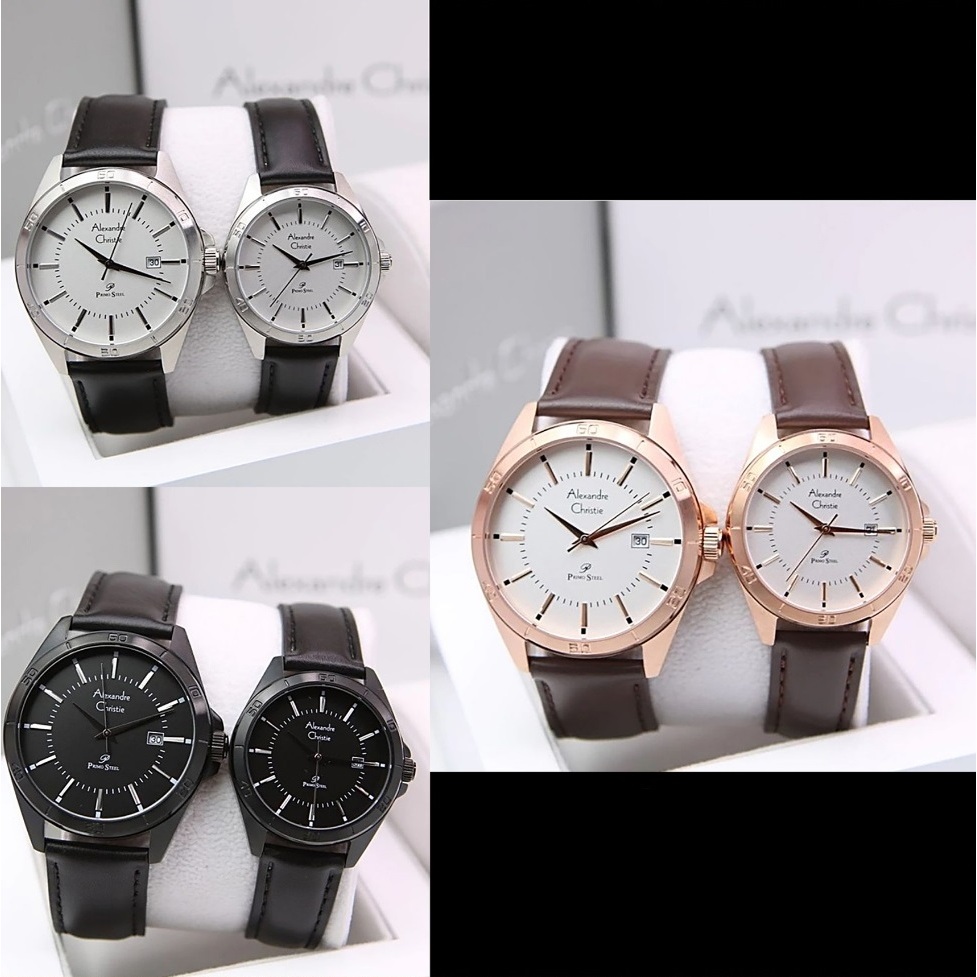 AC 1011 Kulit Jam Tangan Couple Alexandre Christie