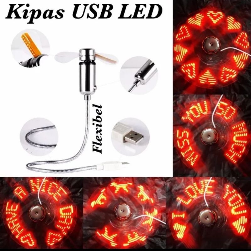 BuyMy.Stuff - Kipas USB LED Design Custom Tulisan Sendiri Cocok Untuk Kado Hadiah Unik