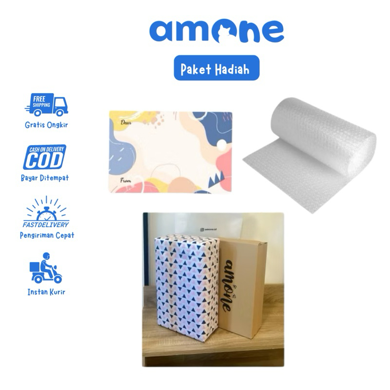 

paket hadiah / kertas kado / kartu ucapan / bubble wrap