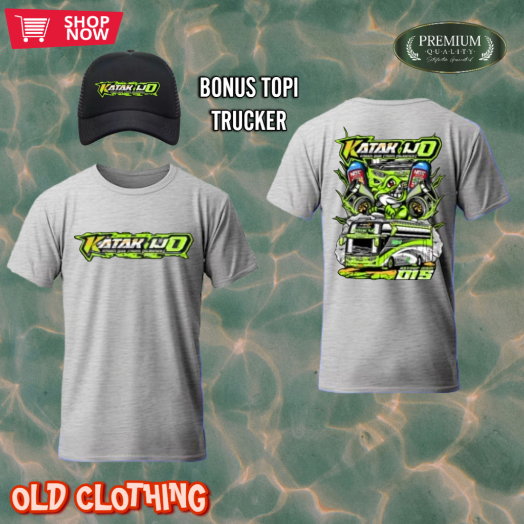 KAOS BUS MANIA KATAK IJO BAHAN COTTON COMBED 30S BONUS TOPI TRUCKER