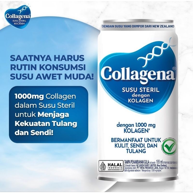 

COLLAGENA 189ML [ECER 1 KALENG] - SUSU STERIL DENGAN KOLAGEN