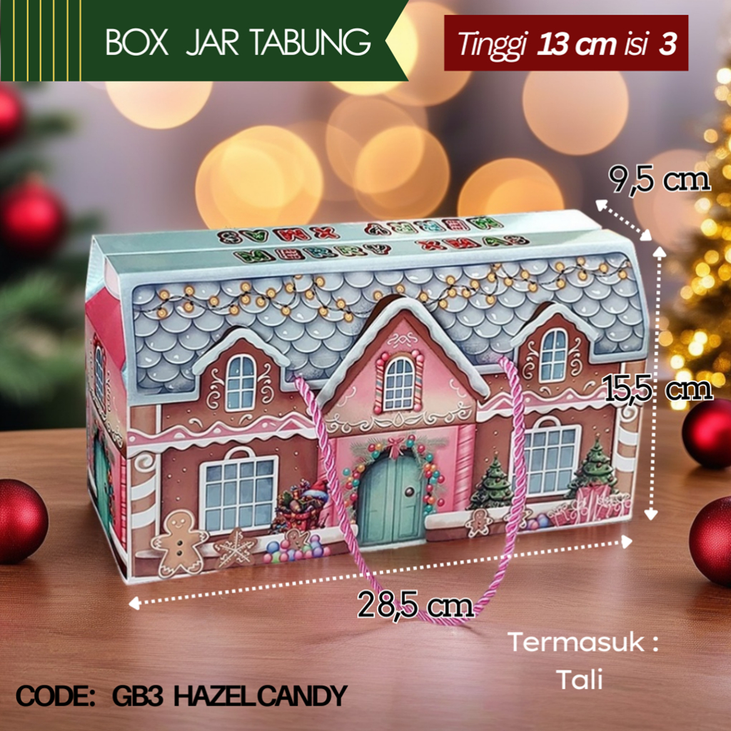 

Handle Box Natal 3 Toples Jar PET Tabung 600ml 750ml / Paperbag Hampers Christmas GB3