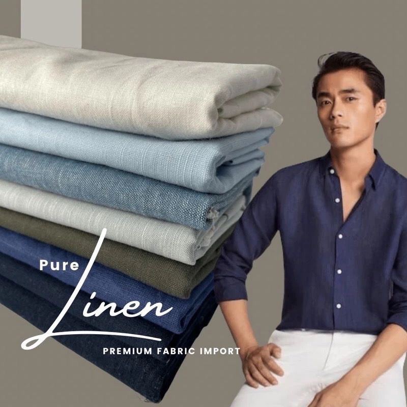 [HARGA/0,5M] kain katun linen barbis // kain pure linen // kain katun linen meteran // bahan meteran