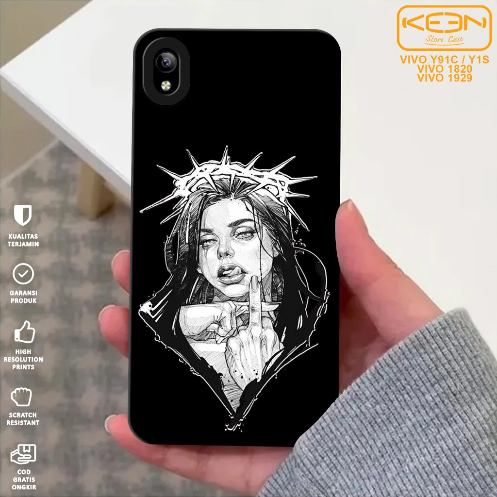 Case Hp Vivo Y91C/Vivo Y1S - Casing Hp Vivo Y91C/Vivo Y1S Motif Black - Case Procamera - Softcase Hp