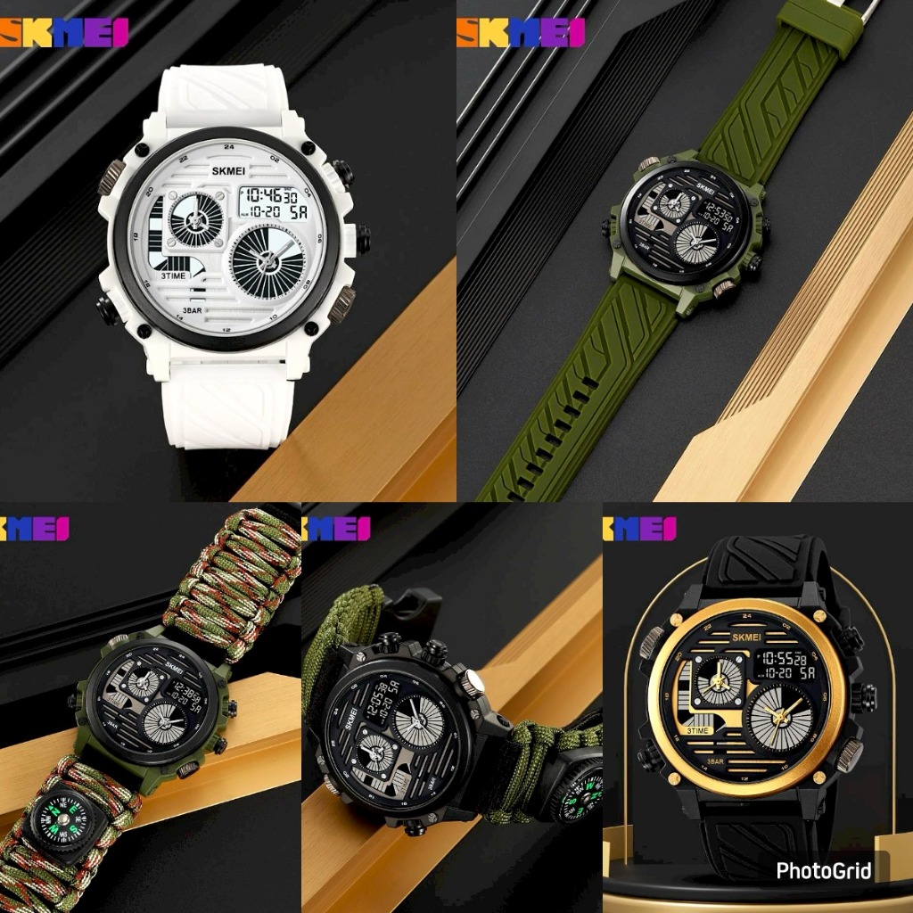 PENGIRIMAN INSTANT -- Jam tangan pria digital rubber / nylon tribal skmei 2202 original