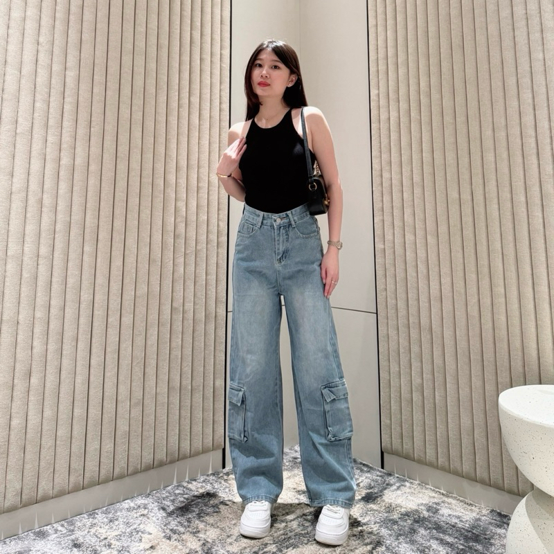 [LUXE.DLABEL] - 259 JEANS  | Celana Panjang Highwaist Wanita Jeans Wanita Polos Ripped Jeans Highwai