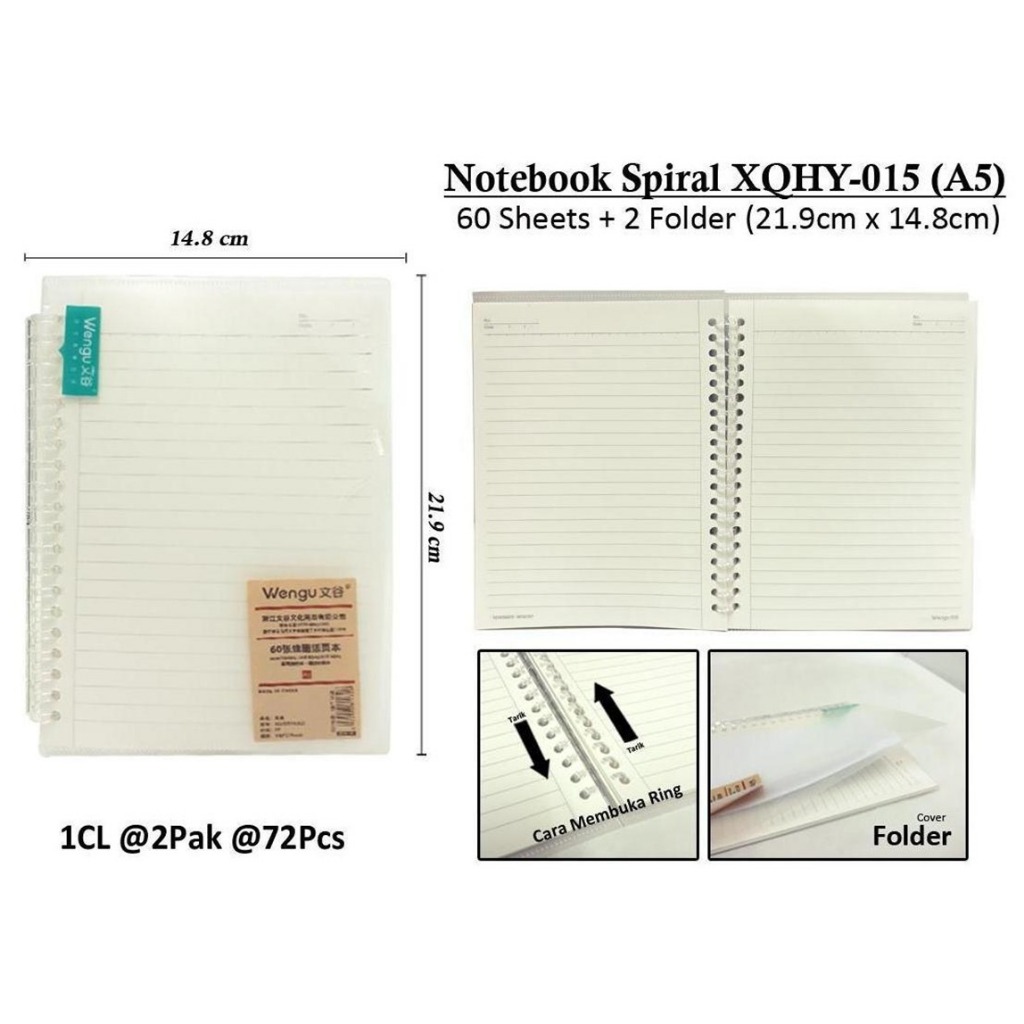 

NOTEBOOK SPIRAL UKURAN A5 B5 SOFT RING COVER HOLDER BERGARIS ORIGINAL