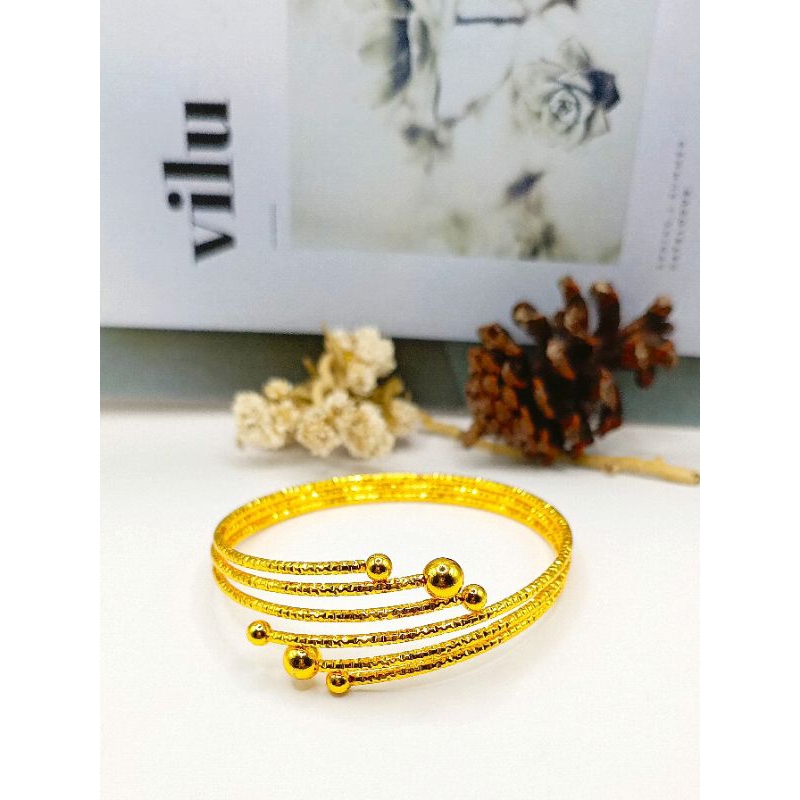 TH. Gelang tangan berlapis emas model keroncong boba