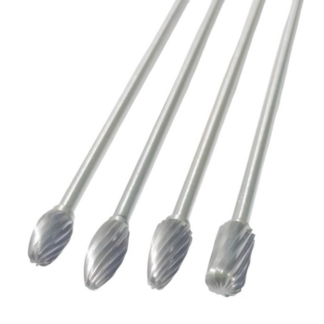 4 PCS Carbide Cuner 3x6  Single Flute Long 100mm . Mata Bor Tuner Porting Head 6mm Shank 3mm