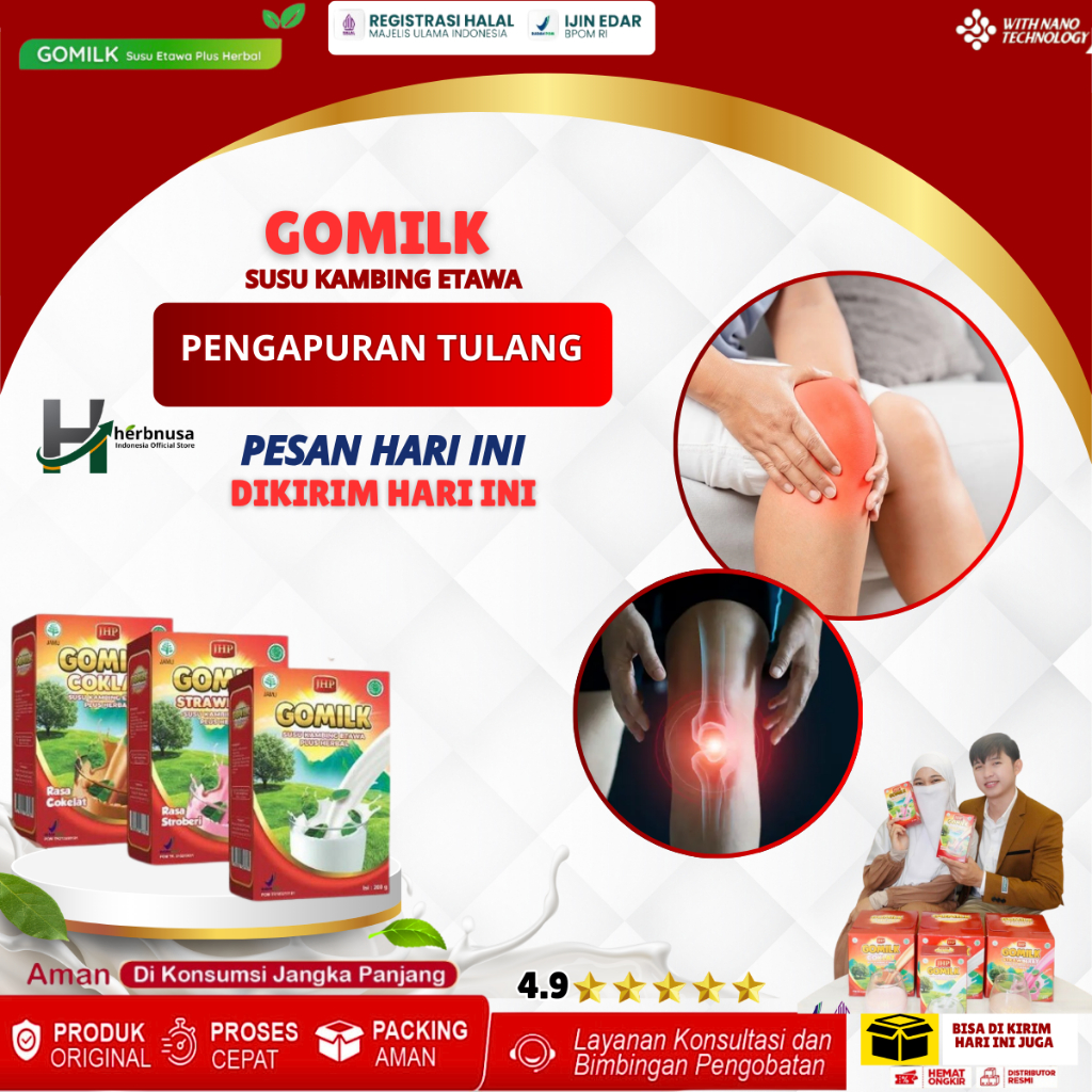 

Gomilk Susu Kambing Etawa Plus Herbal Solusi Untuk Obat Menguatkan Tulang & GiGI, Mencegah Osteoporosis, Kerapuhan Tulang, Kekurangan Kalsium, Pengapuran Tulang, Sakit Tulang Belakang, Nyeri Lutut / Sendi