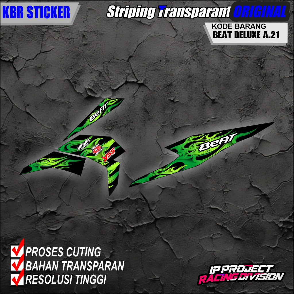 (COD) STIKER STRIPING ORIGINAL MOTOR HONDA BEAT DELUXE 2021-2023  HOLOGRAM DAN TRANSPARAN KODE A.21