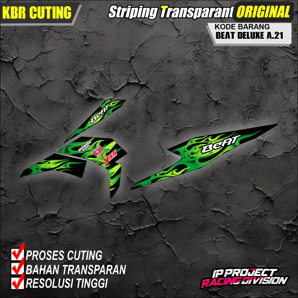 (COD) STIKER STRIPING ORIGINAL MOTOR HONDA BEAT DELUXE 2021-2023  HOLOGRAM DAN TRANSPARAN KODE A.21