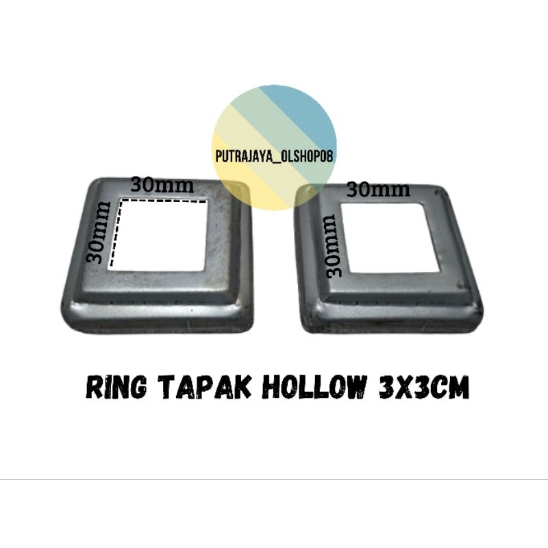 ring tapak plendes besi hollow 3x3cm