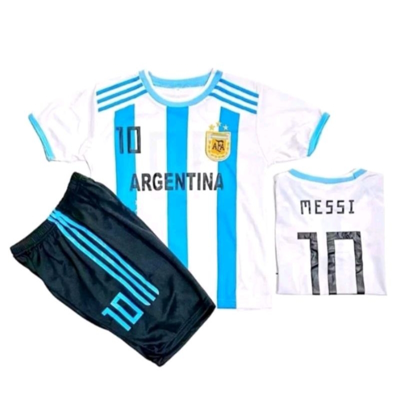 baju bola anak Argentina/ setelan baju bola anak Liga Dunia/ kaos bola anak Argentina/ baju bola ana