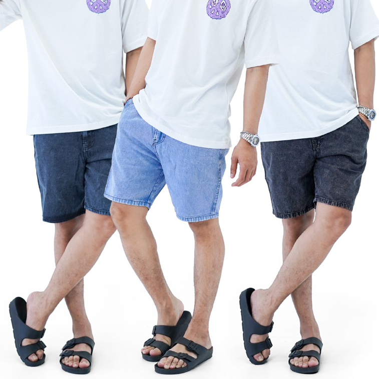 CELANA JEANS PENDEK PRIA BAHAN DENIM STANDARD