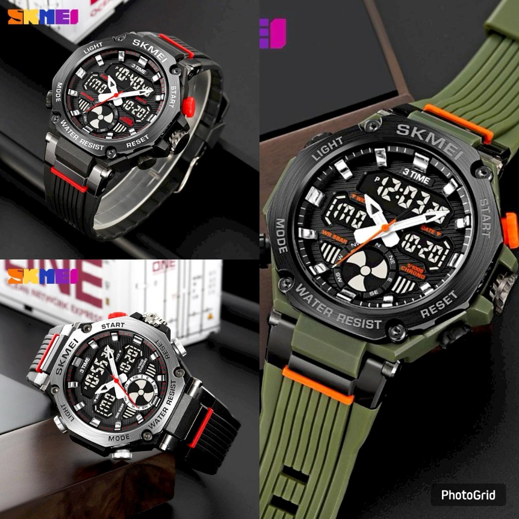PENGIRIMAN INSTANT -- Jam tangan pria rubber dual time SKMEI 2223 Original