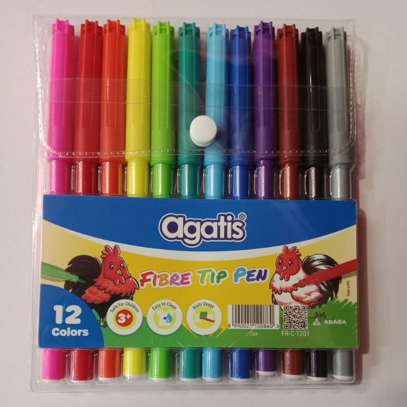 

Fibre tip pen/ pewarna /spidol 12 warna Agatis