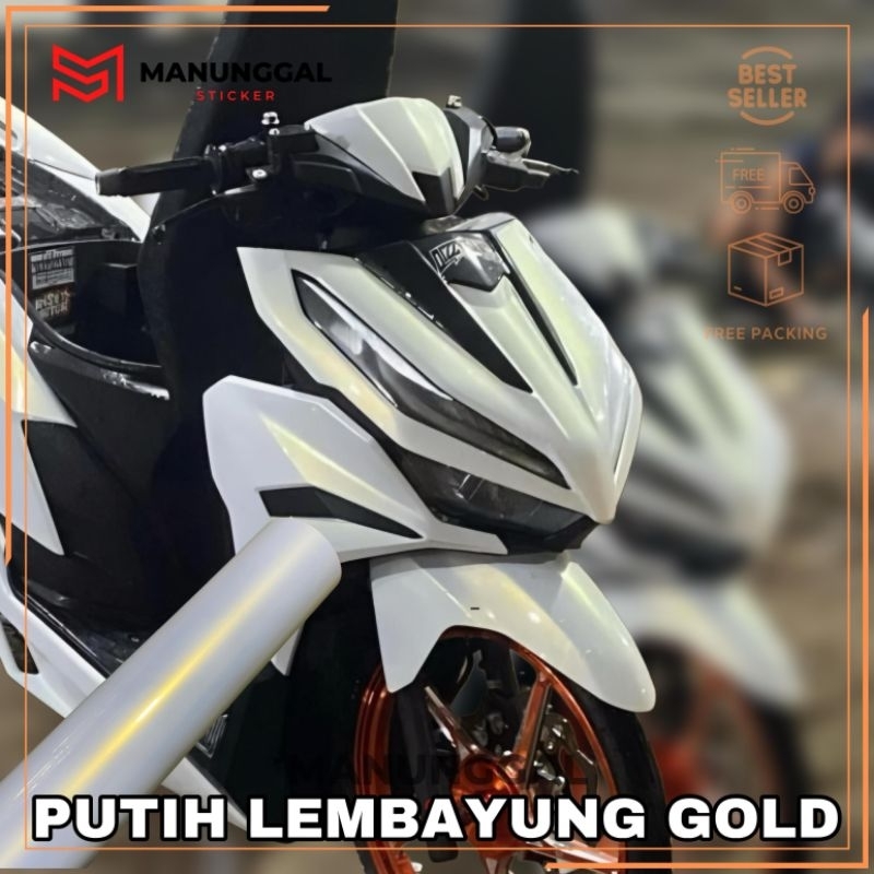 sticker motor putih lembayung gold skotlet motor putih lembayung kualitas premium