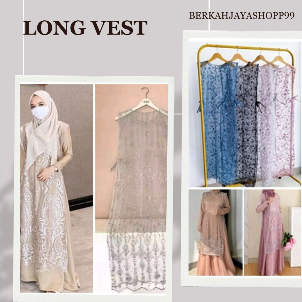 Cardigan long vest tulle  outer brokat panjang premium rompi tile tille taille taile Etnik brukat ma